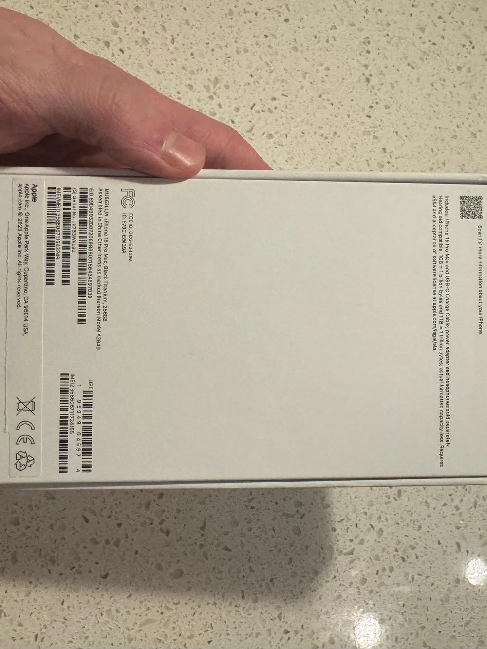 iPhone 15 Pro Max Black Titanium 256GB Empty Box - EMPTY box only
